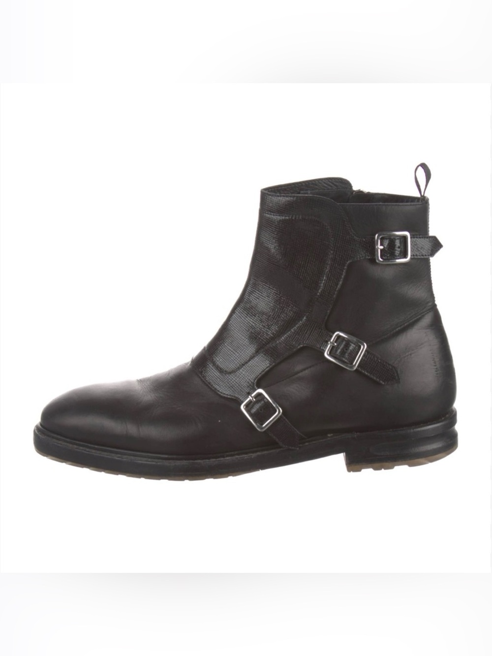 Alexander McQueen Black Leather Triple Strap Boots, EU 44, Made in Italy